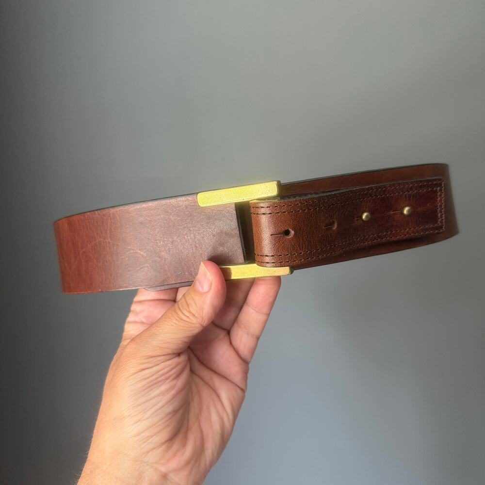 Banana Republic Genuine Italian Leather Belt Brown Brass Buckle Small